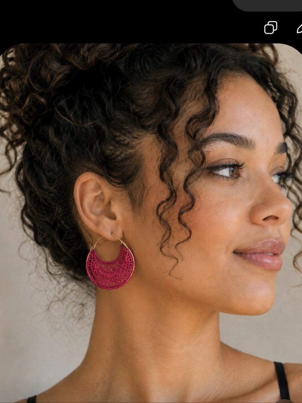 Vibrant Hot Pink Crochet Hoop Earrings